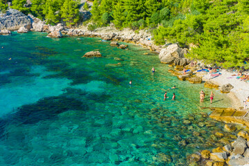 Crystalline water of Malo Zarace Beach, Hvar Island, Croatia