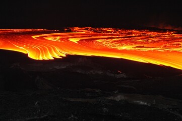 Coulées de lave du volcan Kilauea à Hawaii