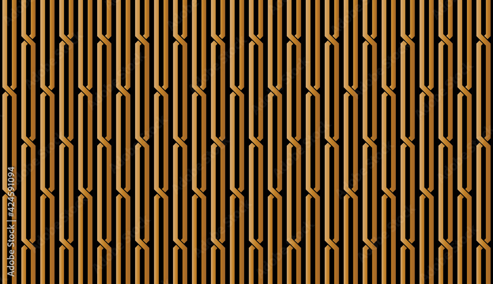 Aufkleber seamless of trellis pattern. design vertical bend stripe gold on black. design print for illustratio