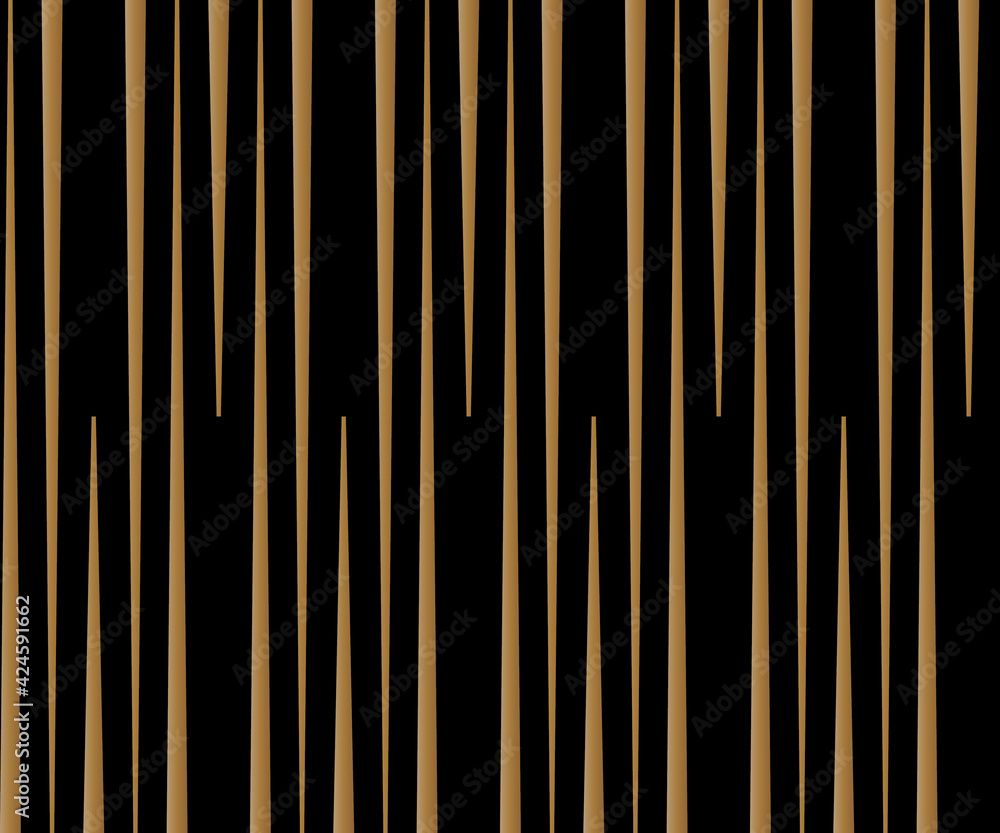 Poster geometric of vertical of sharp stripe pattern. design regular random lines gold on black. design pri