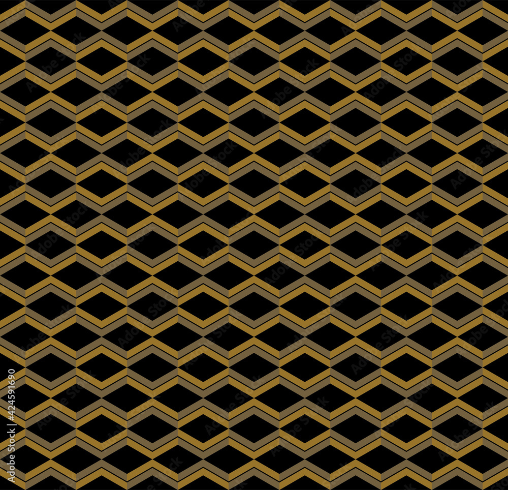 Poster seamless of wavy stripe pattern. design regular scale gold on black. design print for illustration, 