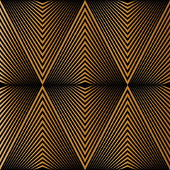 Seamless of rhombus stripe pattern. Design eyes lines gold on black. Design print for illustration, texture, wallpaper, background. 