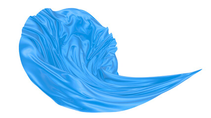 Fototapeta premium Beautiful flowing fabric of blue wavy silk or satin. 3d rendering image.