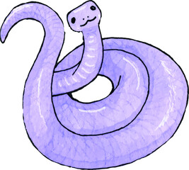 Fototapeta premium illustration of a cartoon purple snake. Hand draw