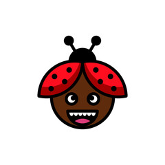 Double meaning logo which forms Bug and Face kids. Abstract emblem, design concept, logo, logotype element