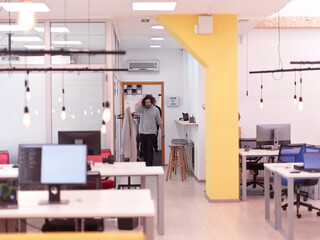 creative business people group as freelancers in modern coworking open space office