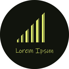 Coin Shape Logo having a Statistics bar graph inside it you can use this for your own business