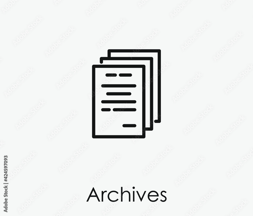 Poster archives vector icon. editable stroke. linear style sign for use on web design and mobile apps, logo
