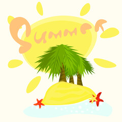 summer background with trees and sea