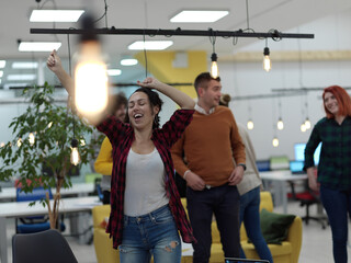 business people at office have party