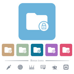 Lock directory flat icons on color rounded square backgrounds