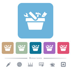 Fototapeta premium Toolbox flat icons on color rounded square backgrounds