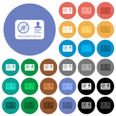 Vaccination id round flat multi colored icons