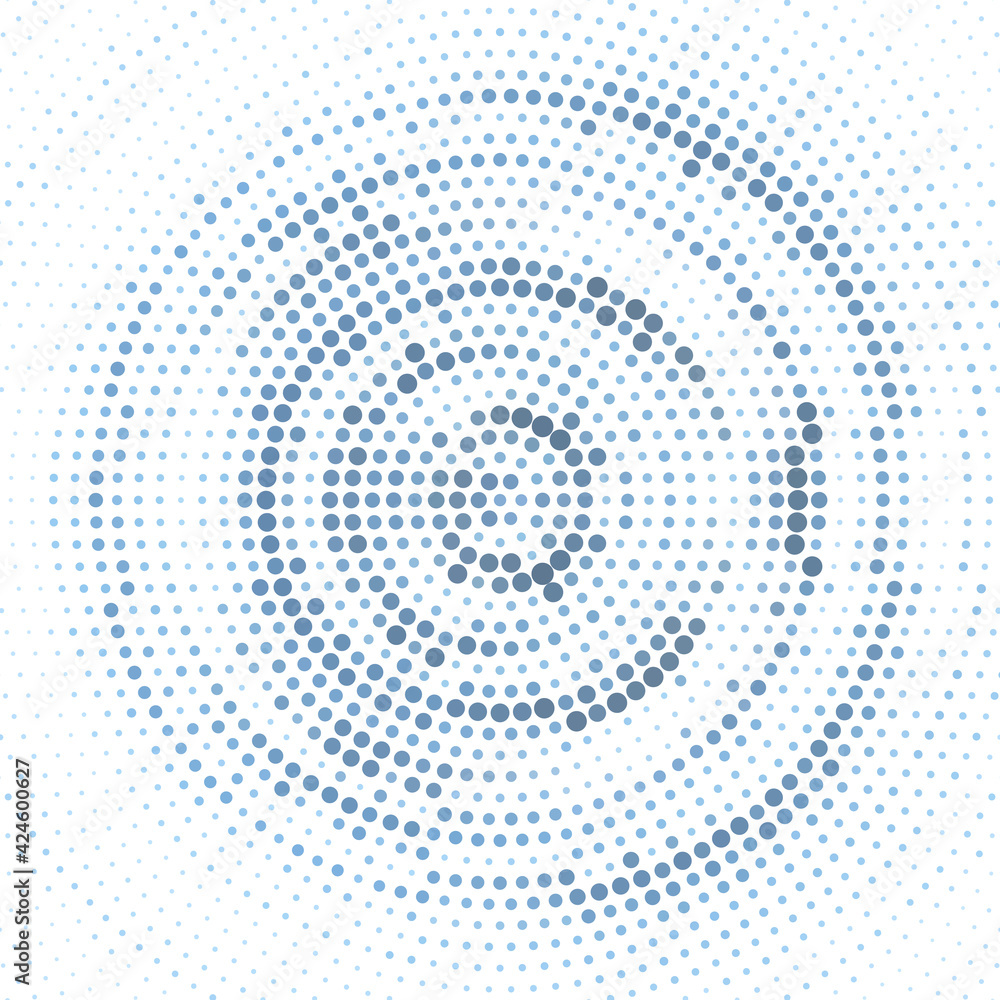 Aufkleber bluish grey dotted circle with halftone effect. simple vector graphics