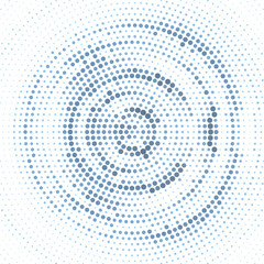 Bluish grey dotted circle with halftone effect. Simple vector graphics