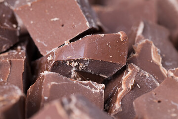broken into pieces and crumbs milk chocolate