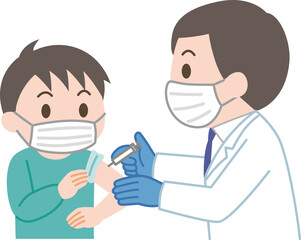 ワクチン摂取を受ける男の子