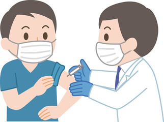 ワクチン摂取を受ける医療従事者の男性