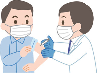 Obraz premium ワクチン摂取を受ける男性
