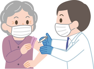 ワクチン摂取を受ける高齢者の女性