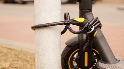 Electric scooter with a combination lock. Anti-theft protection