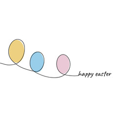 Happy Easter eggs banner in black scribble style hand drawn with thin line, divider shape. Isolated on white background. Vector illustration