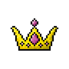Pixel crown icon. Colored silhouette. Front view. Vector simple flat graphic illustration. The isolated object on a white background. Isolate. © far700