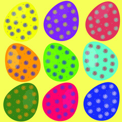 Easter eggs vector seamless pattern. Illustration of easter decorative eggs background textile or wrapping. Geometric pattern easter eggs for spring christian holiday. Traditional easter ornament.