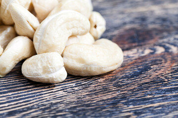 crunchy cashew nuts , close up