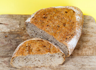 sliced fresh soft bread, a loaf of bread with a crisp crust
