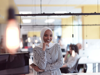 African muslim businesswoman portrait at office