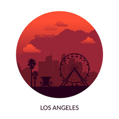 Los Angeles, USA famous city scape background.