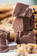 divided into pieces a piece of chocolate from cocoa