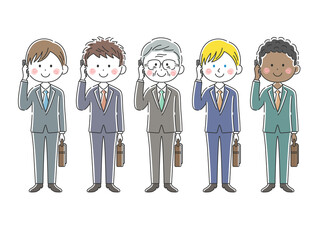 電話をするビジネスマンのイラストセット