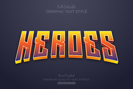 Heroes Gradient Movies Editable Text Effect Font Style