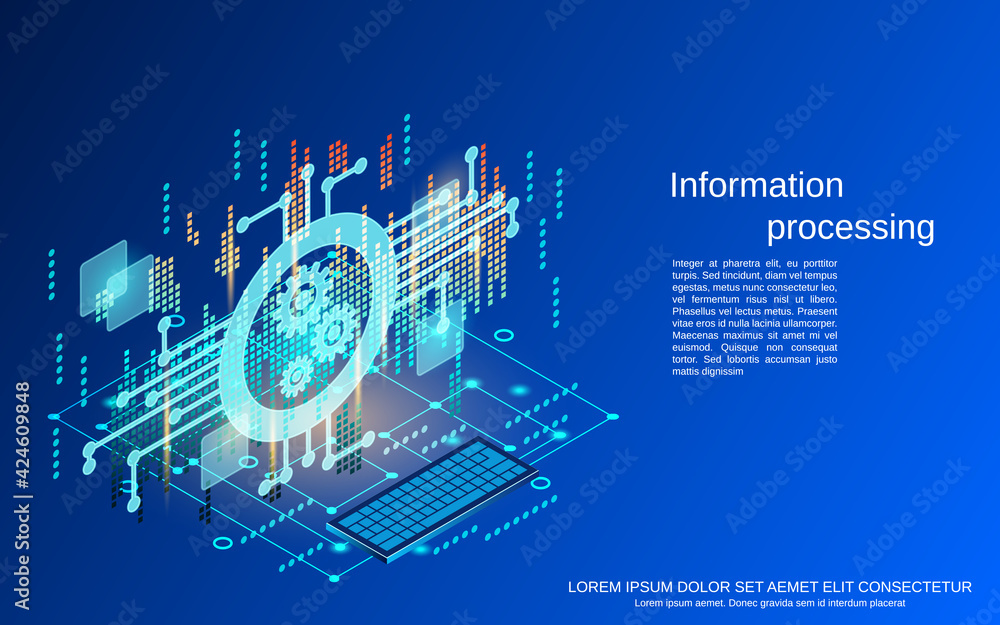 Canvas Prints Information processing flat 3d isometric vector concept illustration