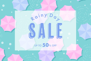 vector background with umbrellas in the rain for banners, cards, flyers, social media wallpapers, etc.