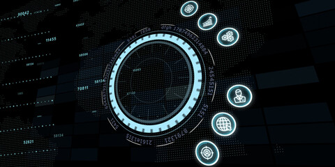 Business, technology, internet and virtual reality concept - button on virtual screen. 3D illustration.