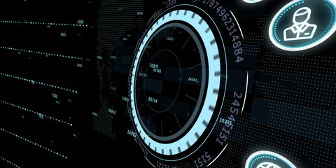 Business, technology, internet and virtual reality concept - button on virtual screen. 3D illustration.