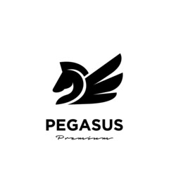 Pegasus Fly Horse, Black Horse, Design Inspiration Vector logo