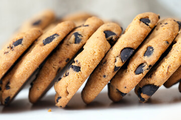 delicious wheat flour cookies and chocolate drops inside