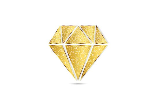 Gold diamond logo swirly floral luxury symbol image vector 