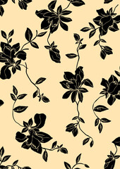 Seamless flowers texture pattern, floral effect print.