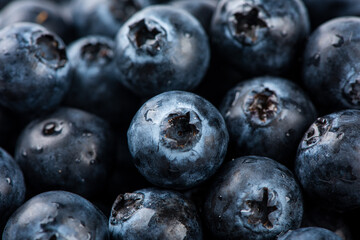 close up of ripe sweet blueberry. Fresh blueberries background