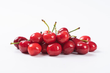 Cherry berries fruit isolated on  white background.Close-up. 