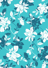 Seamless flowers texture pattern, floral effect print.