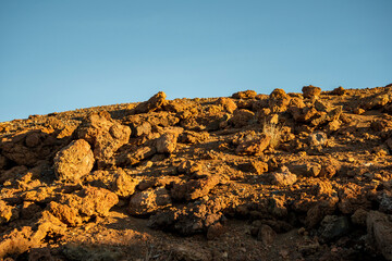 Obraz premium Rock formations on the Haleakala crater at sunset.