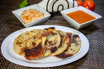 Pupusa with cheese and beens el Salvador food