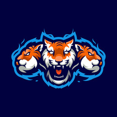 Fototapeta na wymiar Tigers e-Sport Mascot Logo Design Illustration Vector
