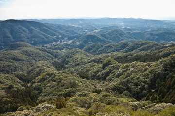 Naklejka premium 金峯山山頂より南九州市金峰町の街並みを見る 